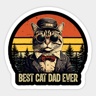 Vintage Best Cat Dad Ever Cat Daddy Fathers Day Sticker